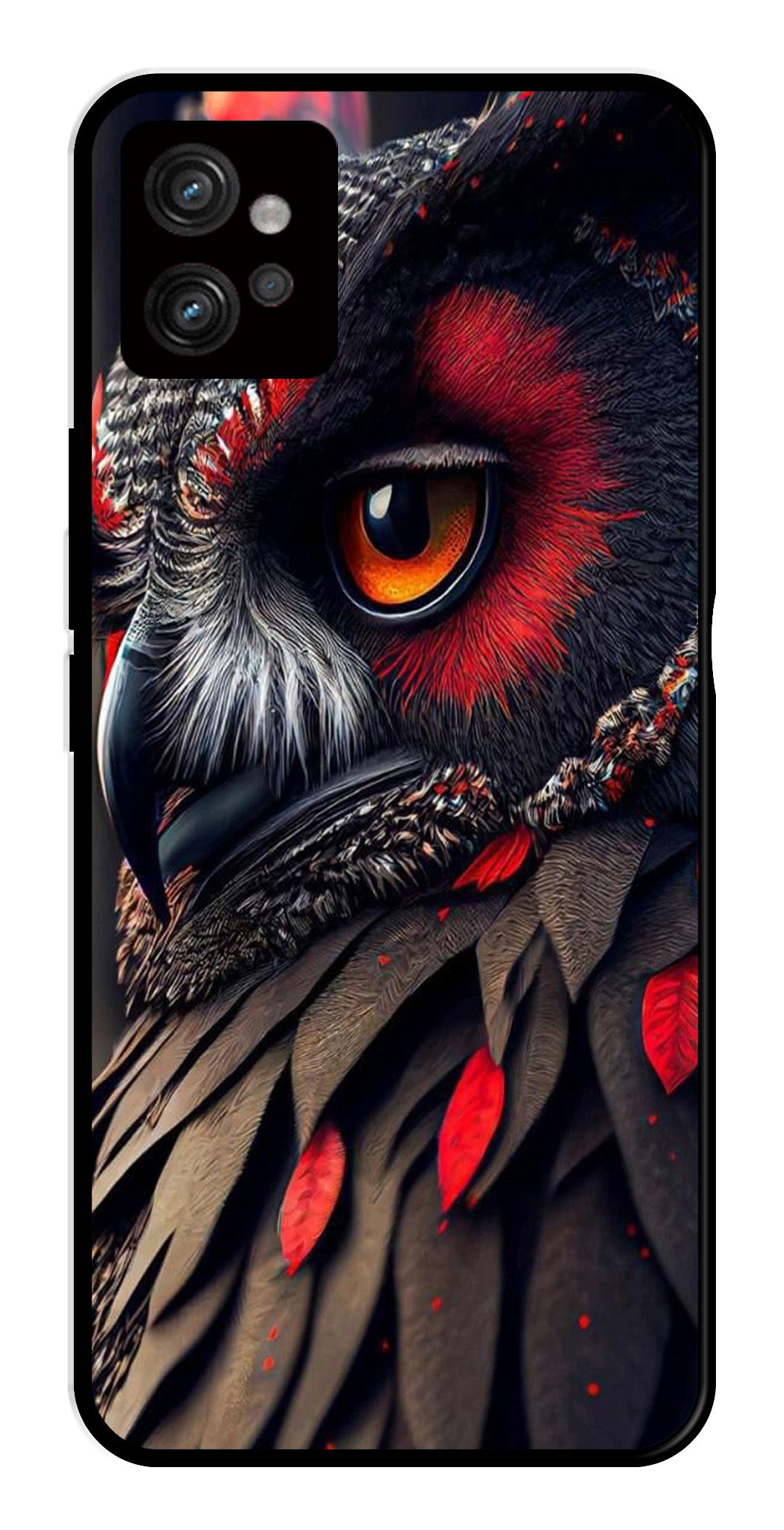 Owl Design Metal Mobile Case for Moto G32   (Design No -26)