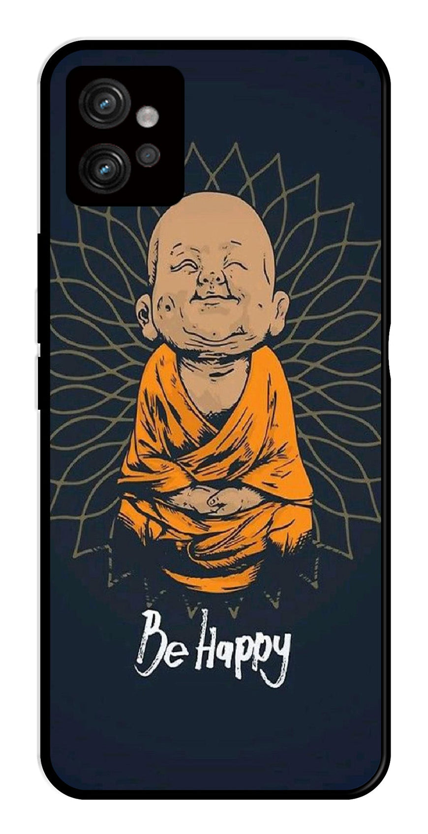Be Happy Metal Mobile Case for Moto G32   (Design No -27)