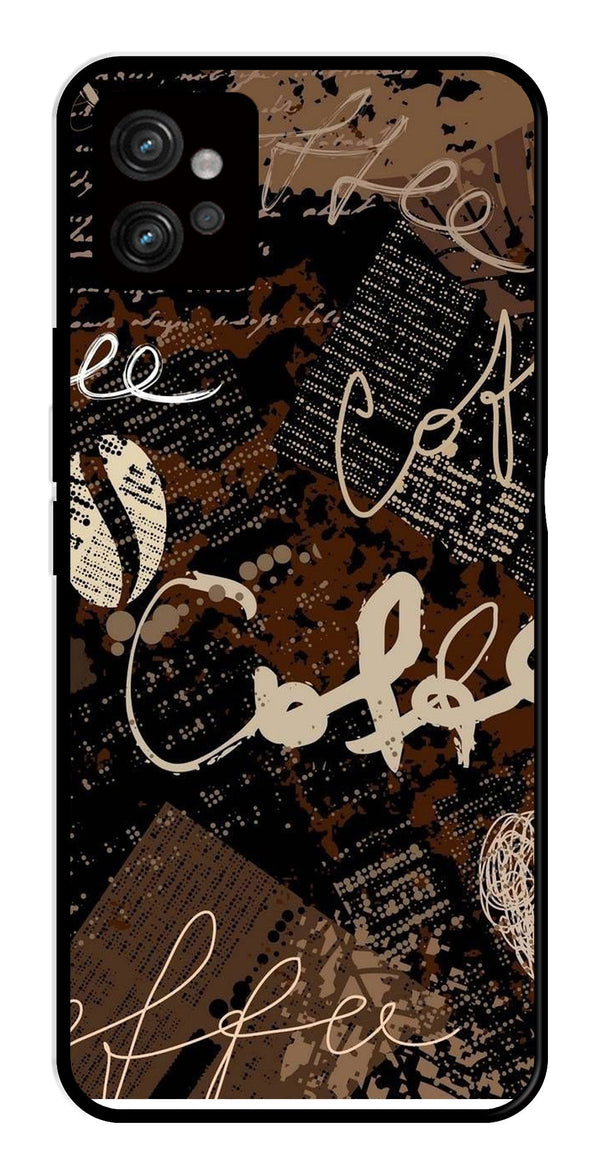 Coffee Pattern Metal Mobile Case for Moto G32   (Design No -37)