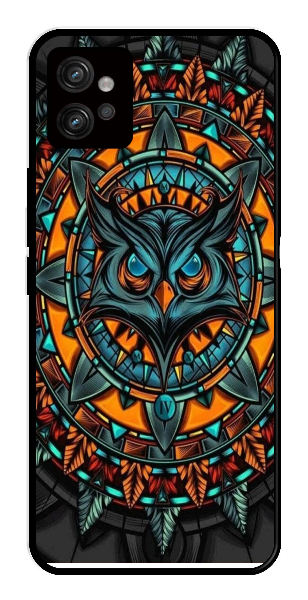 Owl Pattern Metal Mobile Case for Moto G32   (Design No -42)