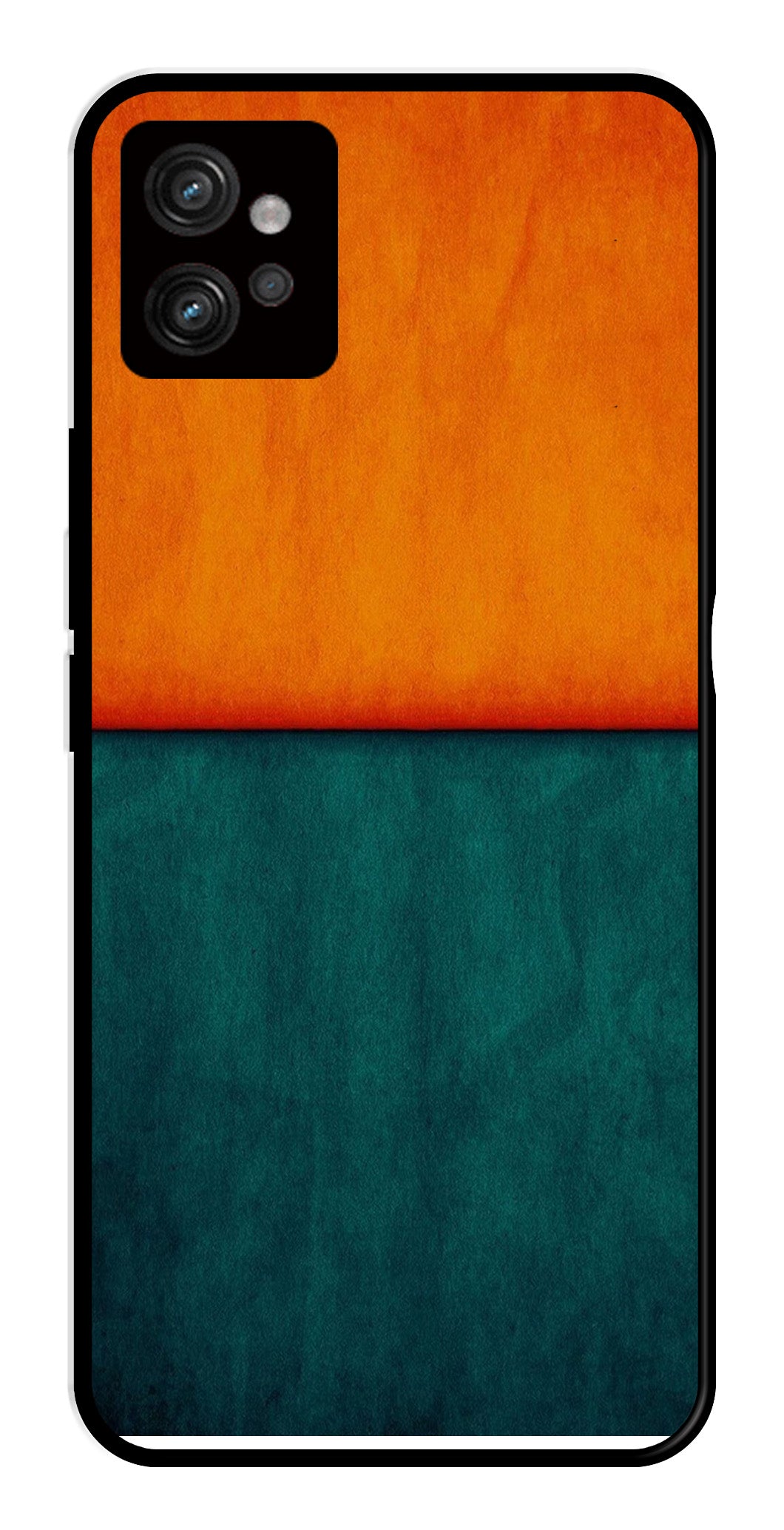 Orange Green Pattern Metal Mobile Case for Moto G32   (Design No -45)