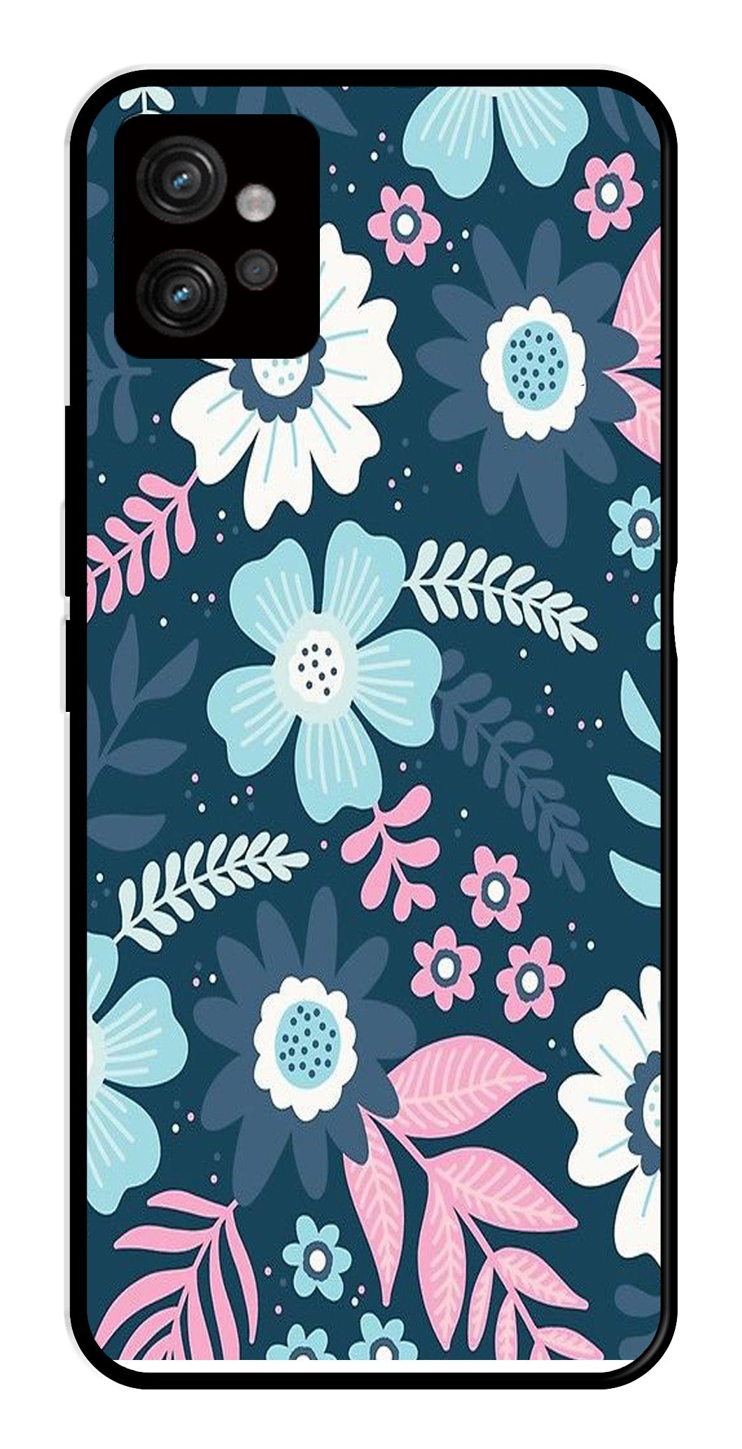 Flower Leaves Design Metal Mobile Case for Moto G32   (Design No -50)