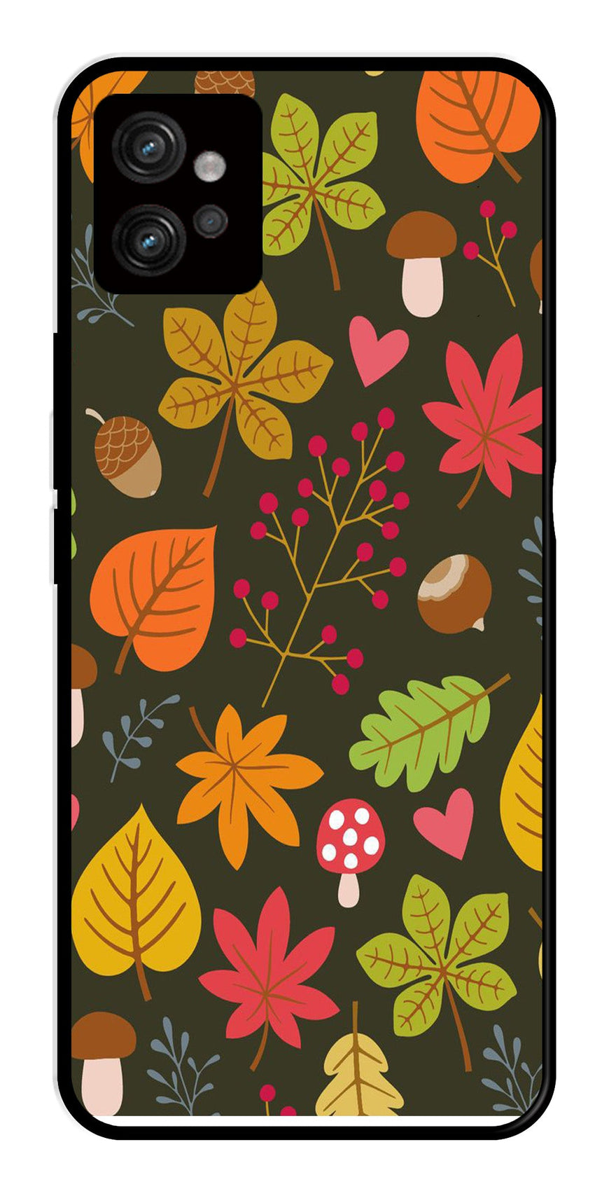 Leaves Design Metal Mobile Case for Moto G32   (Design No -51)
