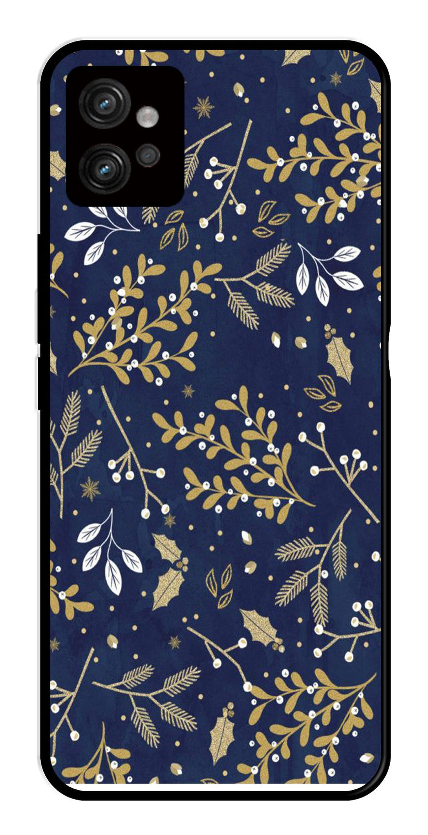 Floral Pattern  Metal Mobile Case for Moto G32   (Design No -52)