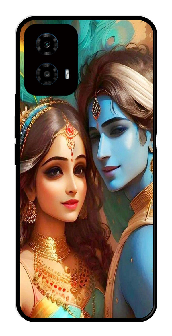 Lord Radha Krishna Metal Mobile Case for Moto G34   (Design No -01)