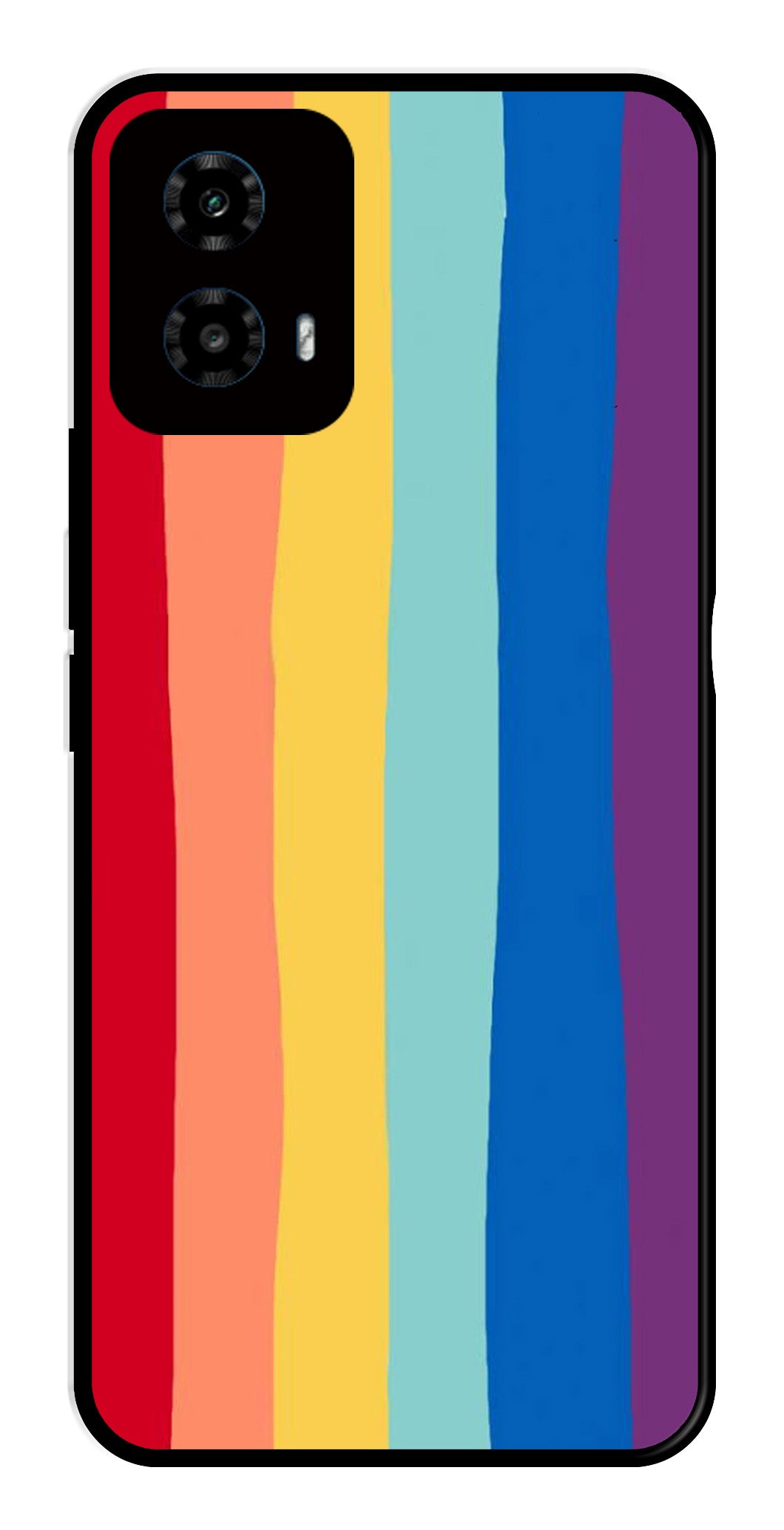 Rainbow MultiColor Metal Mobile Case for Moto G34   (Design No -03)