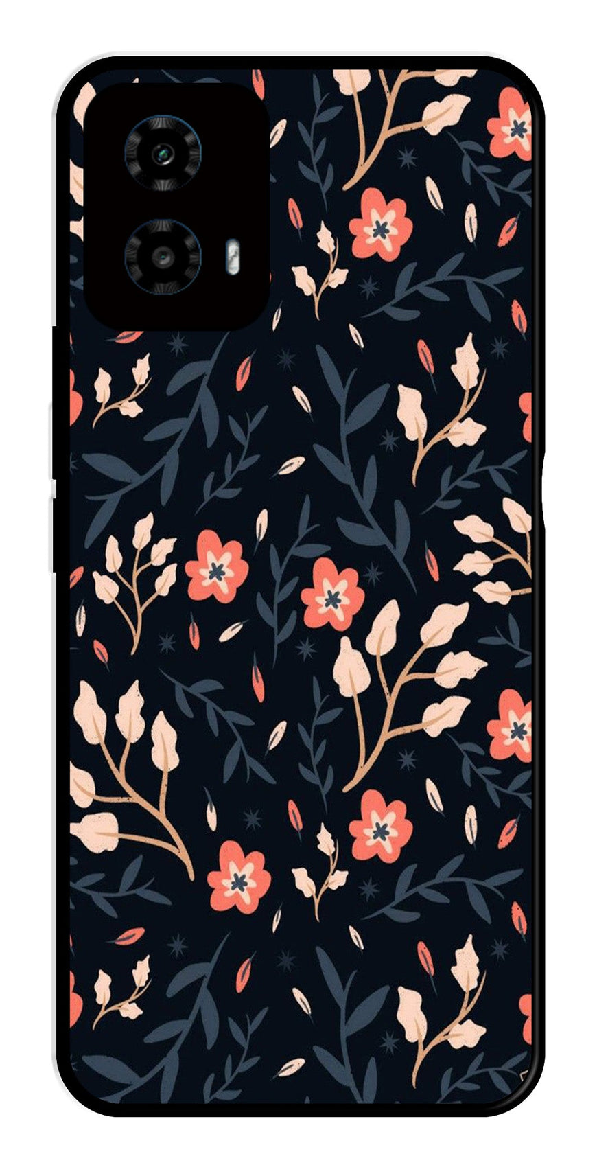 Floral Pattern Metal Mobile Case for Moto G34   (Design No -10)