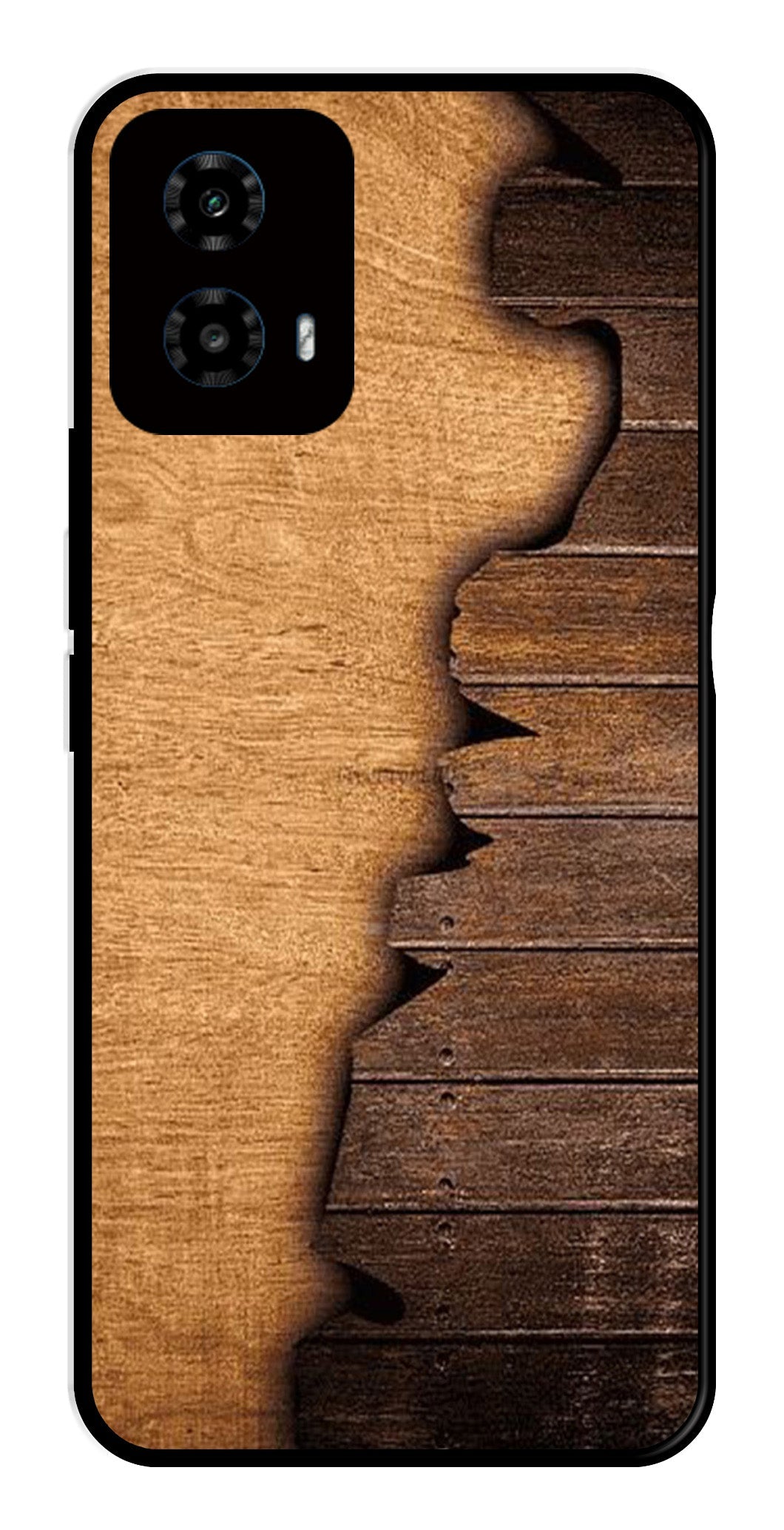 Wooden Design Metal Mobile Case for Moto G34   (Design No -13)