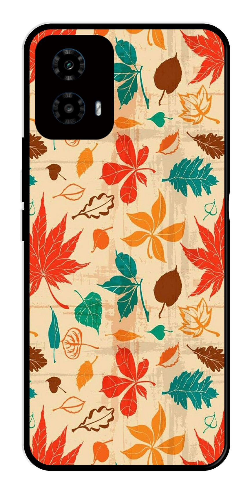 Leafs Design Metal Mobile Case for Moto G34   (Design No -14)