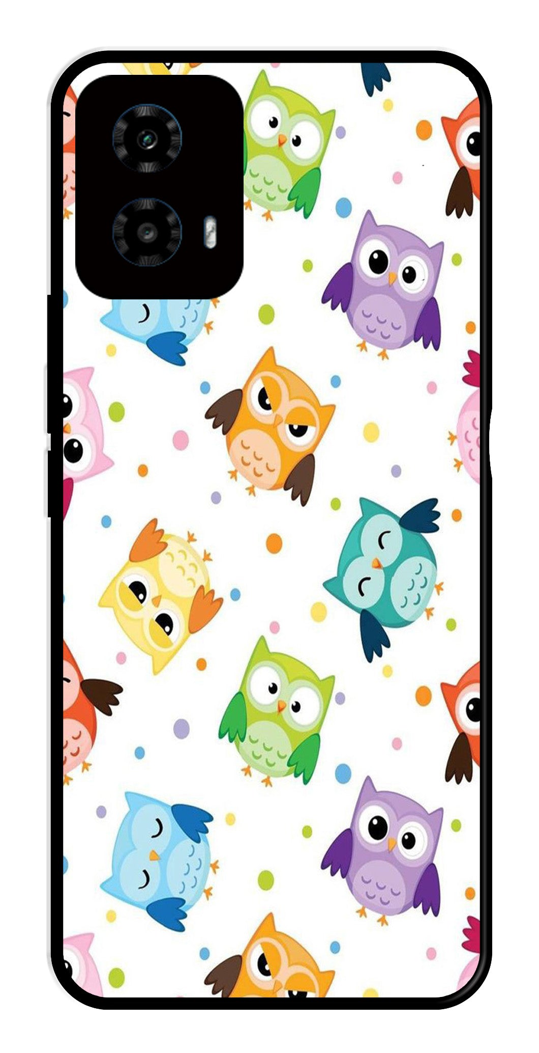 Owls Pattern Metal Mobile Case for Moto G34   (Design No -20)