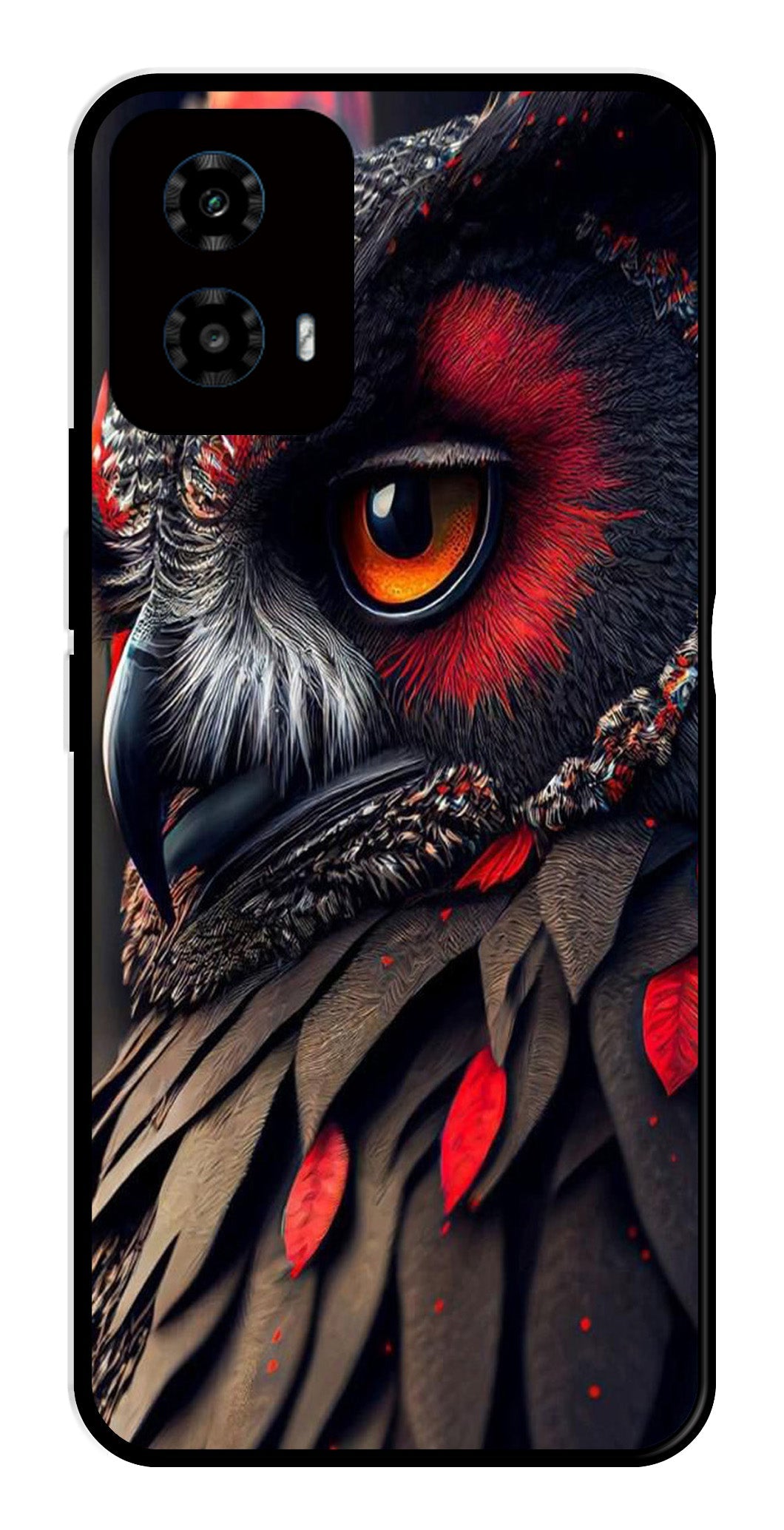 Owl Design Metal Mobile Case for Moto G34   (Design No -26)