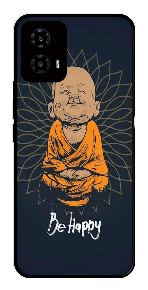 Be Happy Metal Mobile Case for Moto G34   (Design No -27)