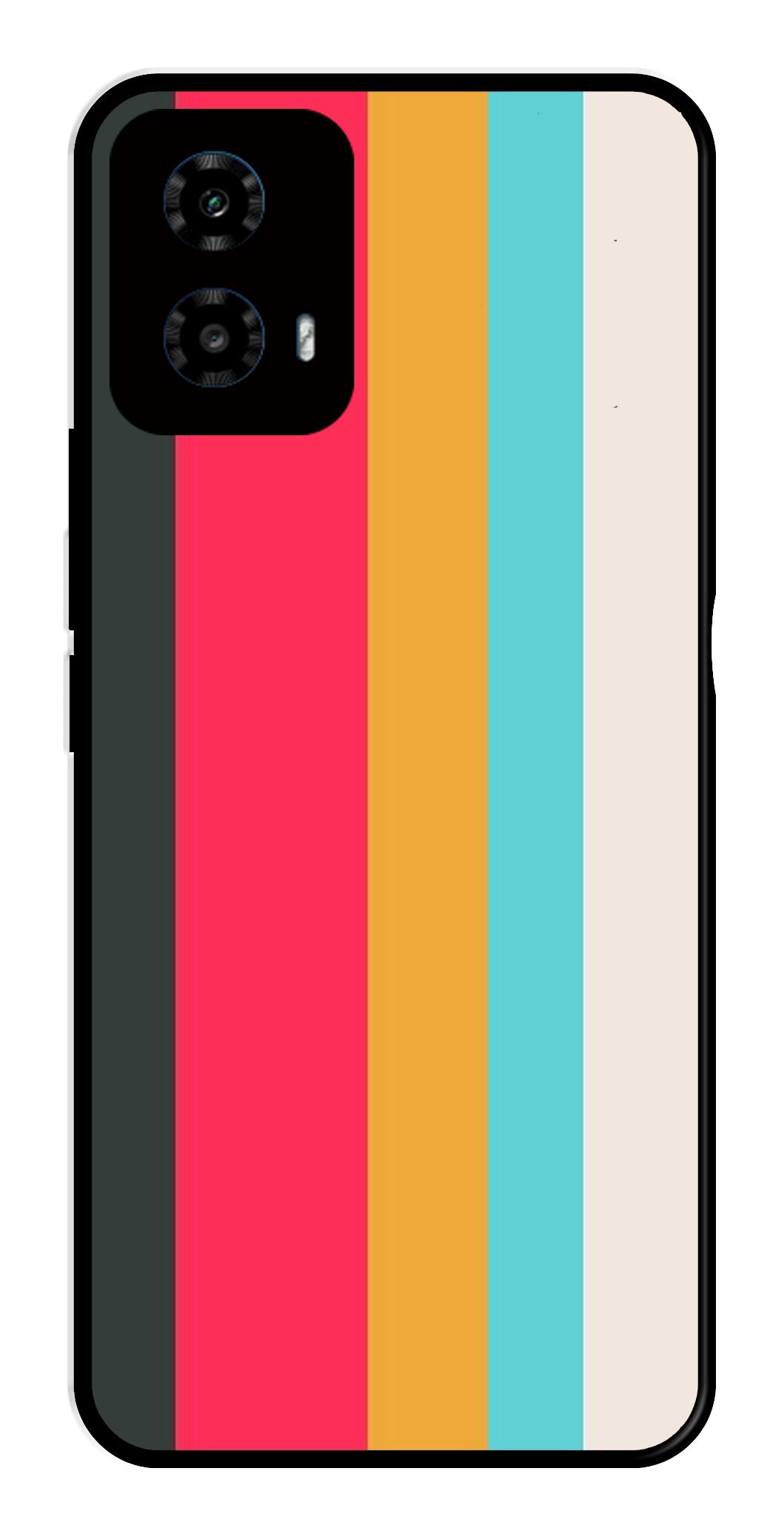 Muted Rainbow Metal Mobile Case for Moto G34   (Design No -31)