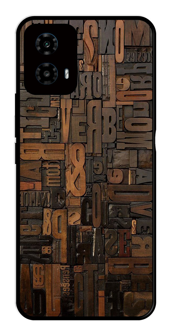 Alphabets Metal Mobile Case for Moto G34   (Design No -32)