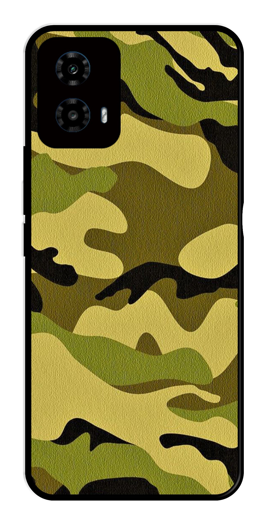 Army Pattern Metal Mobile Case for Moto G34   (Design No -35)