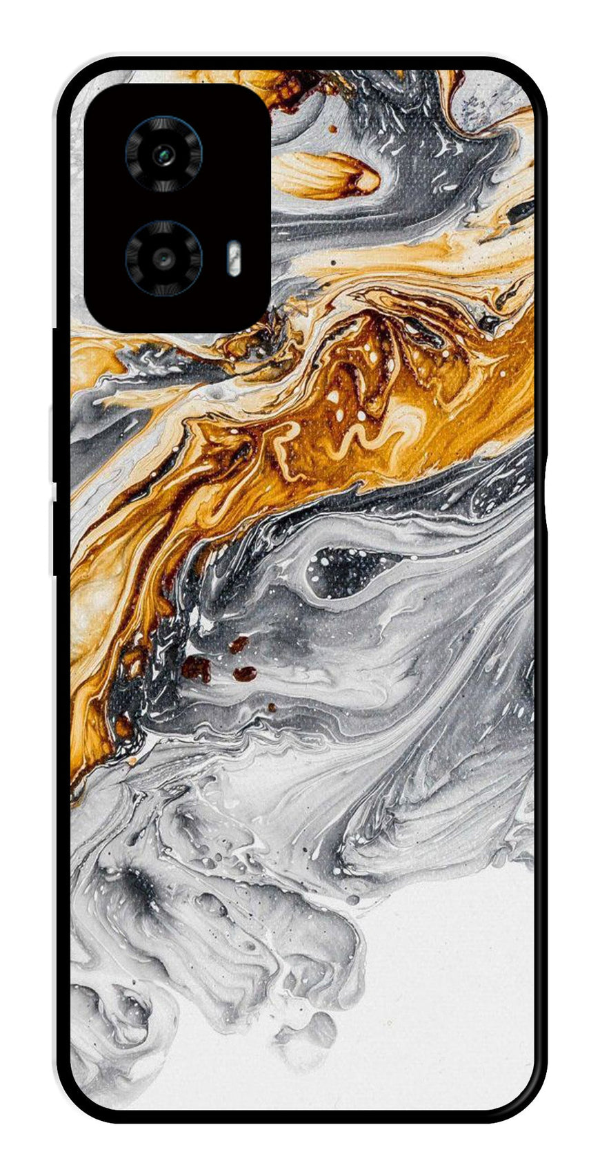 Marble Pattern Metal Mobile Case for Moto G34   (Design No -36)