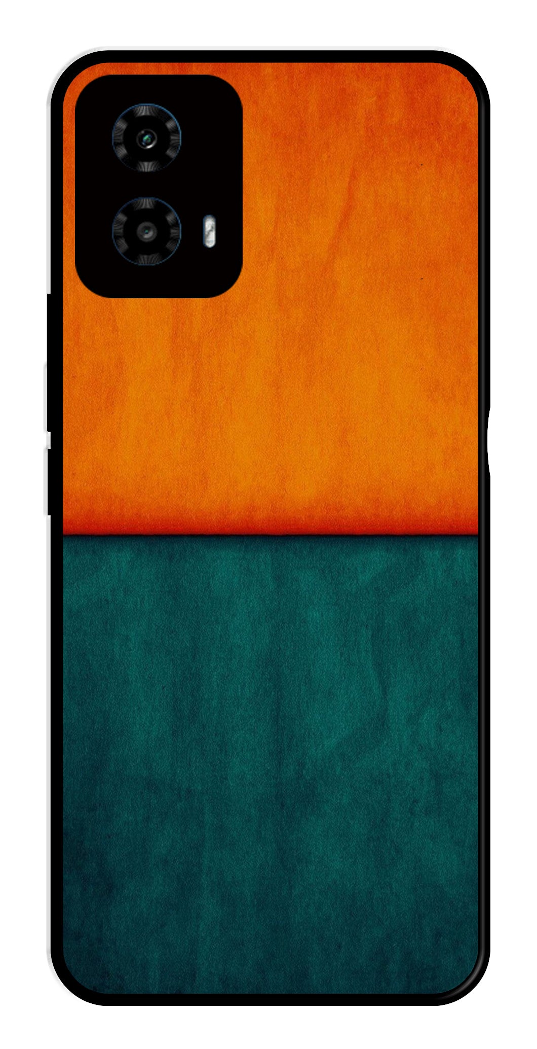 Orange Green Pattern Metal Mobile Case for Moto G34   (Design No -45)