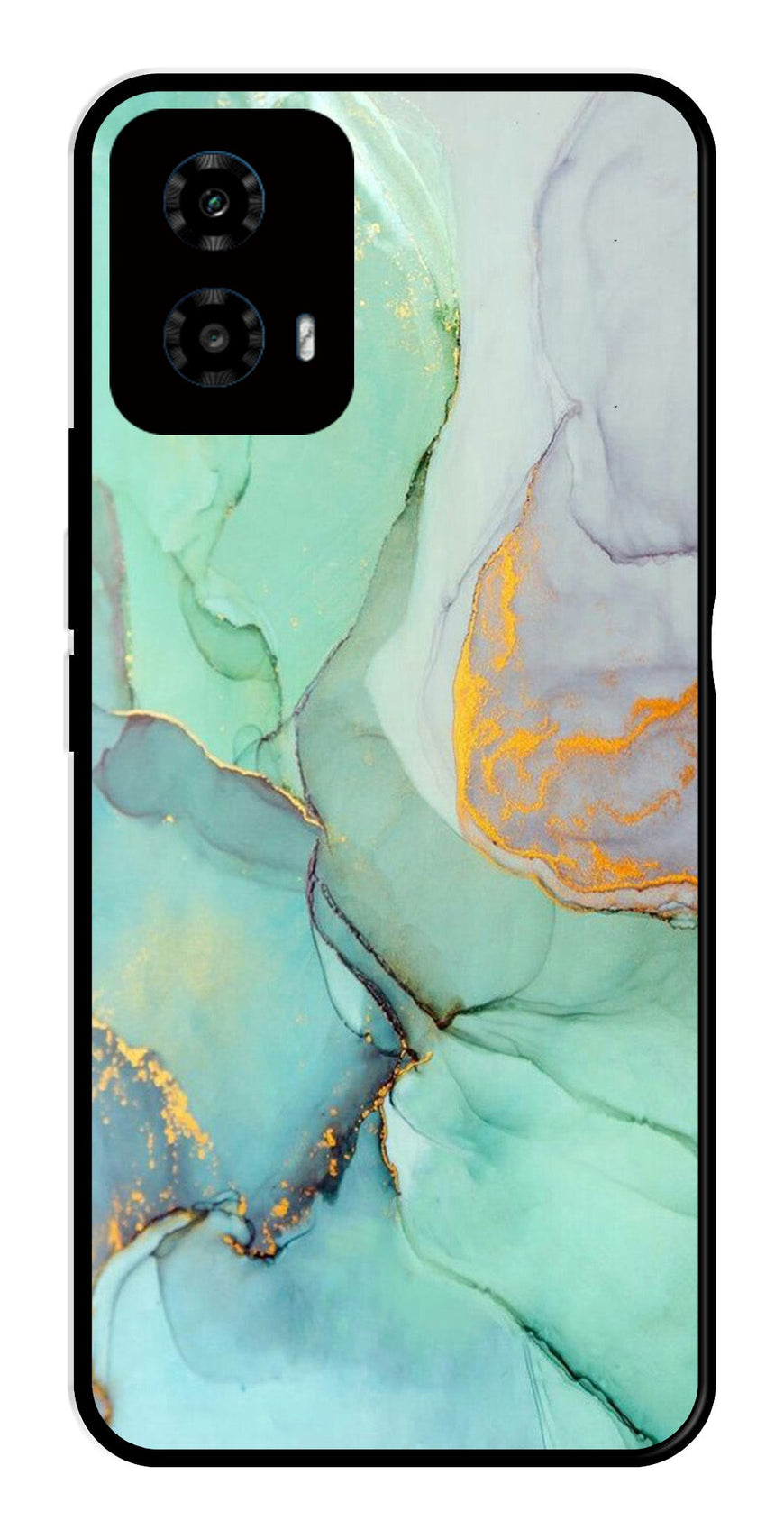Marble Design Metal Mobile Case for Moto G34   (Design No -46)