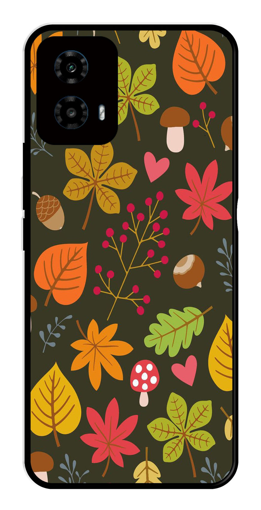 Leaves Design Metal Mobile Case for Moto G34   (Design No -51)