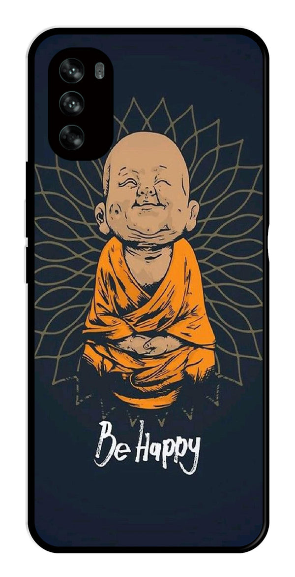 Be Happy Metal Mobile Case for Moto G62   (Design No -27)