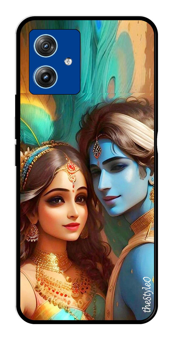 Lord Radha Krishna Metal Mobile Case for Moto G14 (Design No -01)
