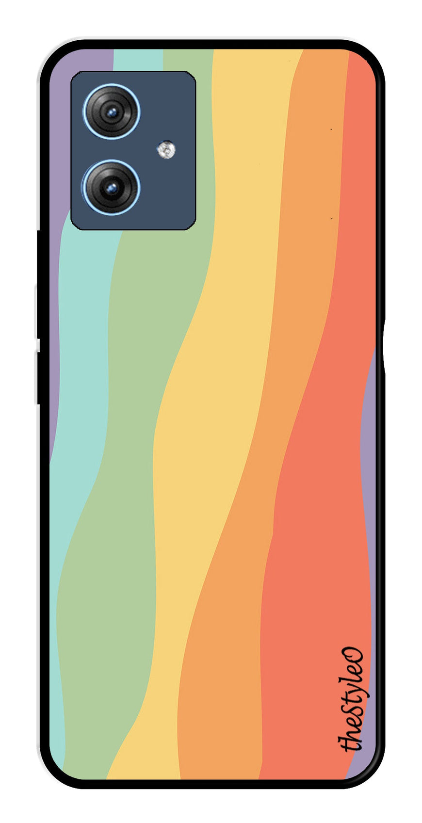 Muted Rainbow Metal Mobile Case for Moto G64 5G (Design No -02)