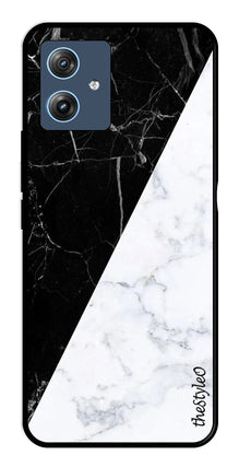 Black White Marble Design Metal Mobile Case for Moto G64 5G