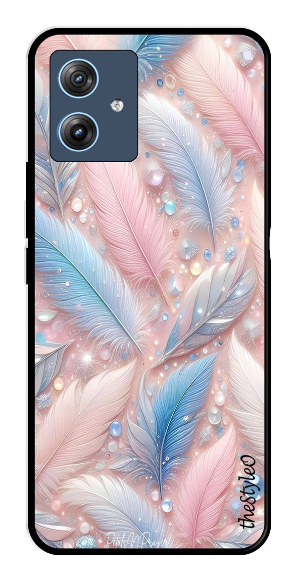 Feather Design Metal Mobile Case for Moto G64 5G (Design No -85)
