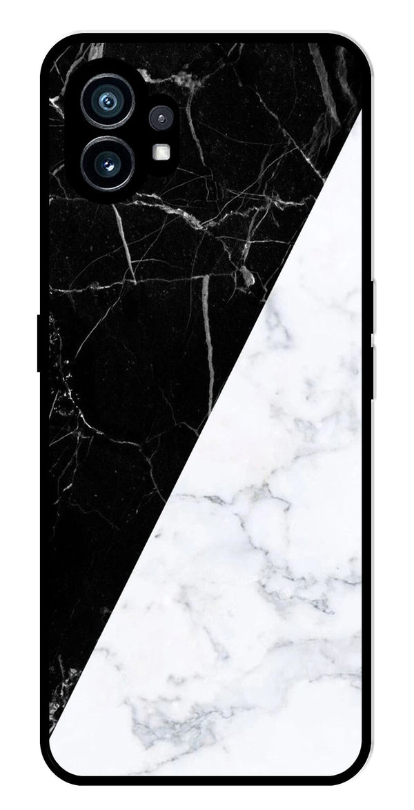 Black White Marble Design Metal Mobile Case for Nothing Phone 1   (Design No -09)