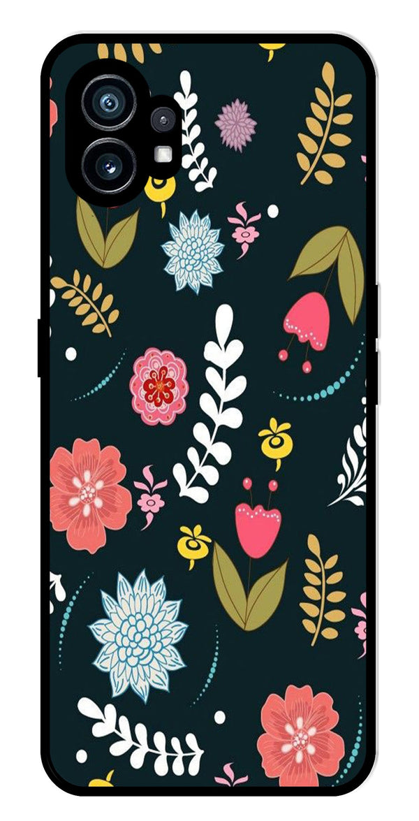 Floral Pattern2 Metal Mobile Case for Nothing Phone 1   (Design No -12)