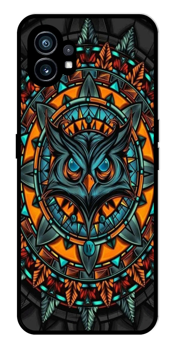 Owl Pattern Metal Mobile Case for Nothing Phone 1   (Design No -42)
