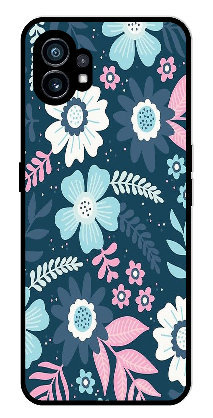 Flower Leaves Design Metal Mobile Case for Nothing Phone 1   (Design No -50)