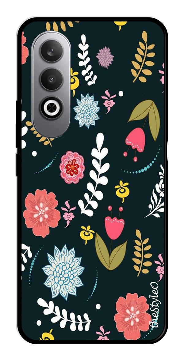 Floral Pattern2 Metal Mobile Case for OnePlus Nord CE4 (Design No -12)