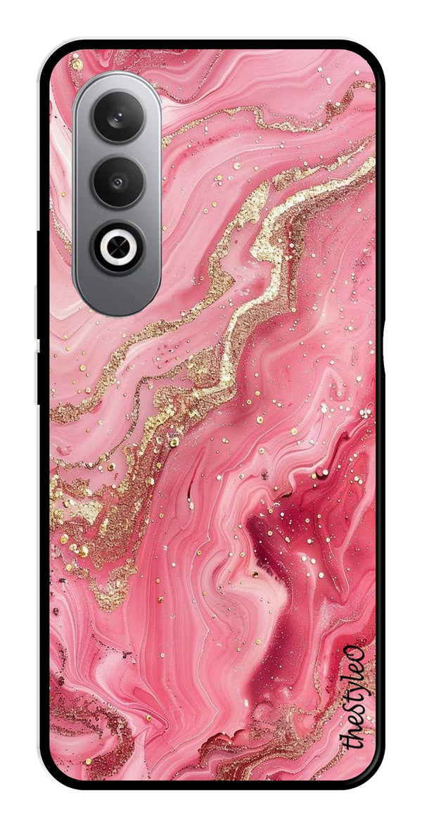 Pink Marble Metal Mobile Case for OnePlus Nord CE4 (Design No -66)