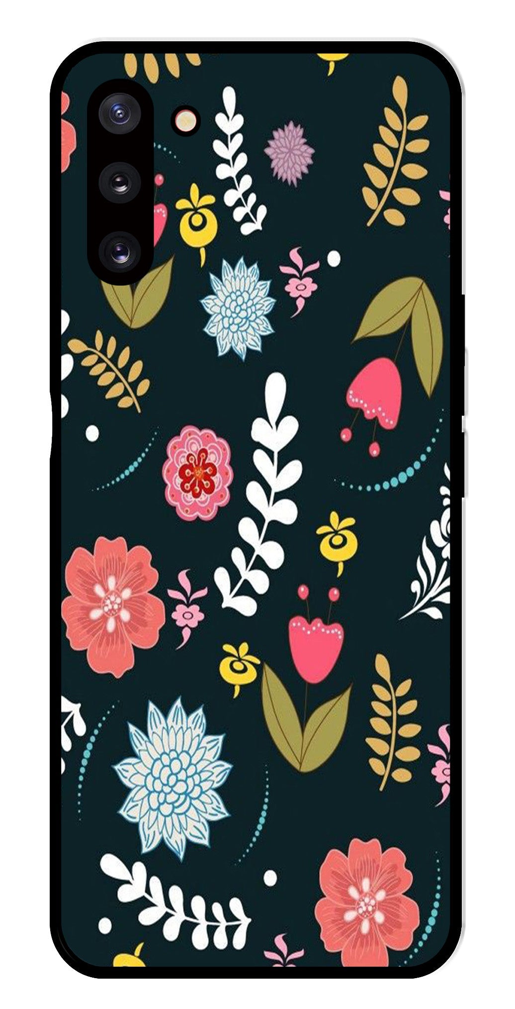 Floral Pattern2 Metal Mobile Case for Samsung Galaxy Note 10   (Design No -12)