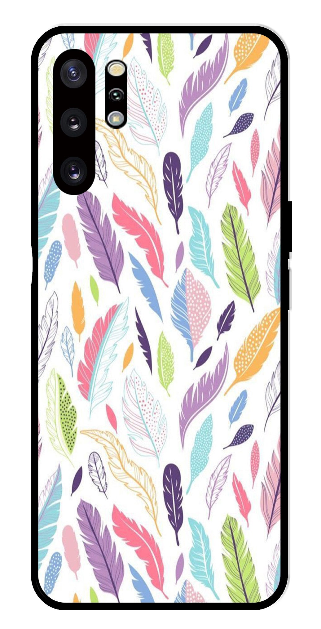 Colorful Feathers Metal Mobile Case for Samsung Galaxy Note 10 Plus   (Design No -06)