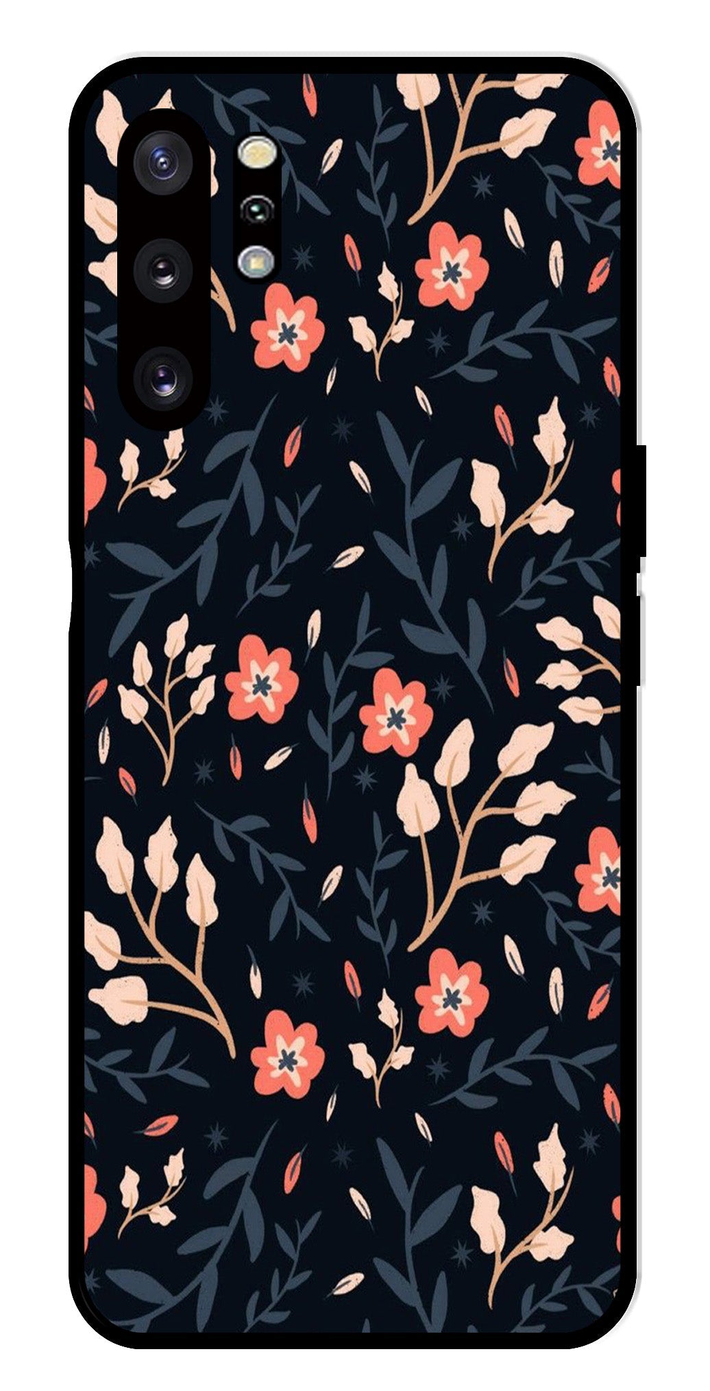 Floral Pattern Metal Mobile Case for Samsung Galaxy Note 10 Plus   (Design No -10)