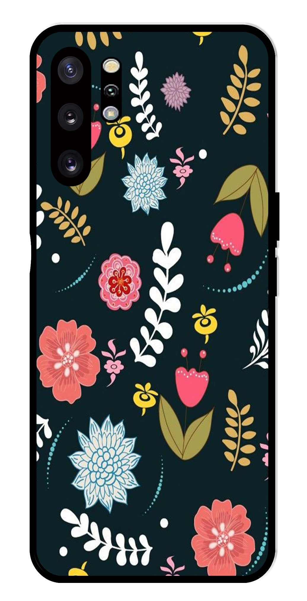 Floral Pattern2 Metal Mobile Case for Samsung Galaxy Note 10 Plus   (Design No -12)