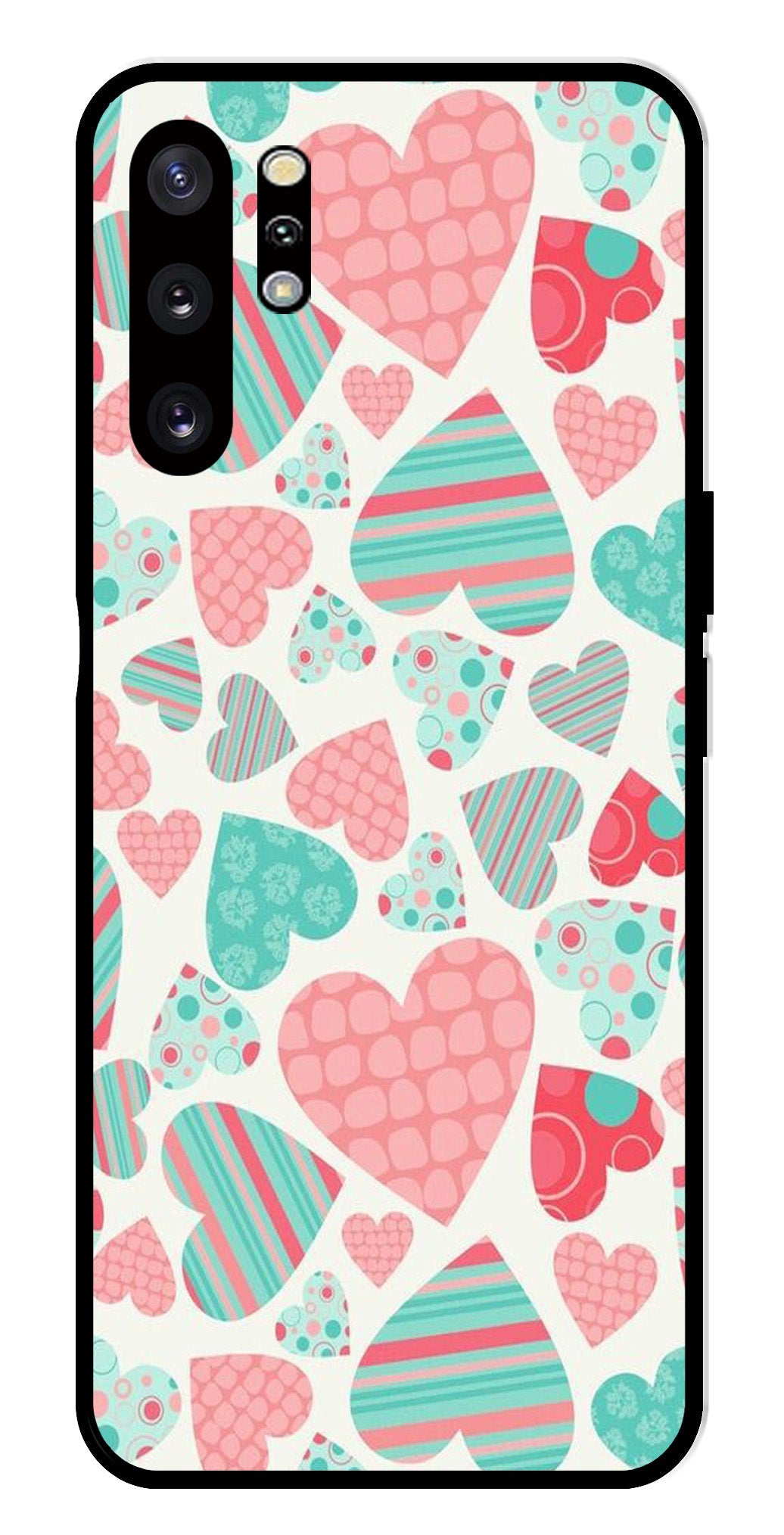 Hearts Pattern Metal Mobile Case for Samsung Galaxy Note 10 Plus   (Design No -22)
