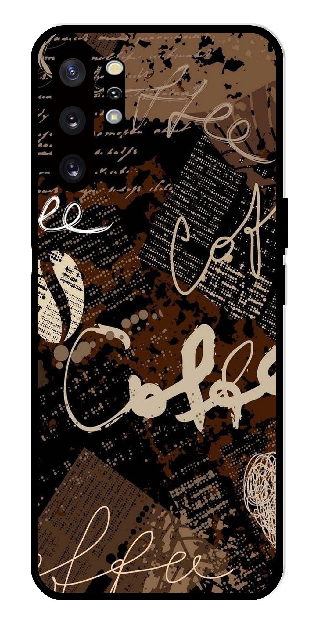 Coffee Pattern Metal Mobile Case for Samsung Galaxy Note 10 Plus   (Design No -37)