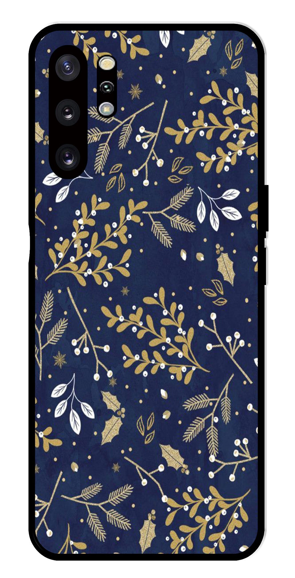 Floral Pattern  Metal Mobile Case for Samsung Galaxy Note 10 Plus   (Design No -52)