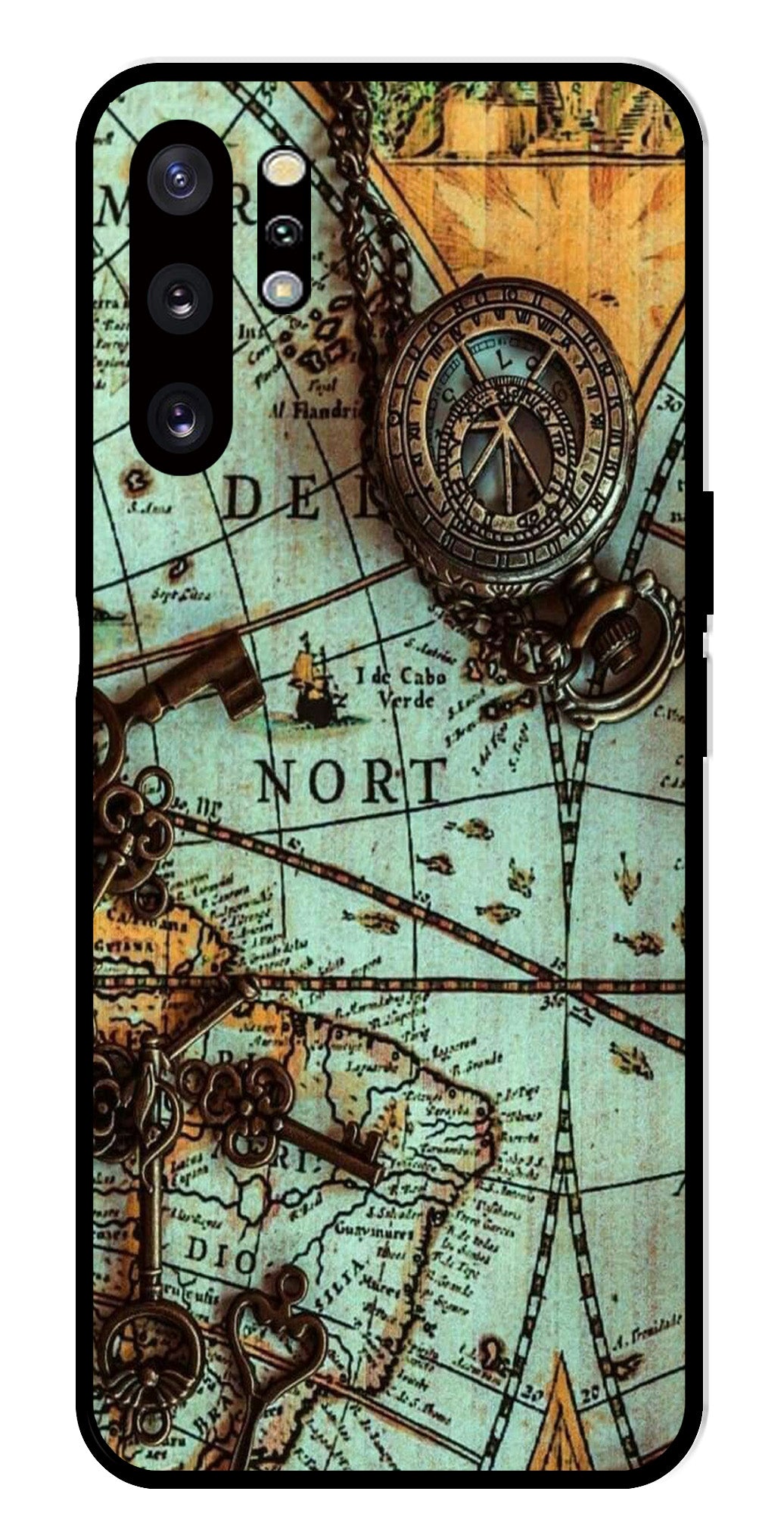 Map Design Metal Mobile Case for Samsung Galaxy Note 10 Plus   (Design No -54)