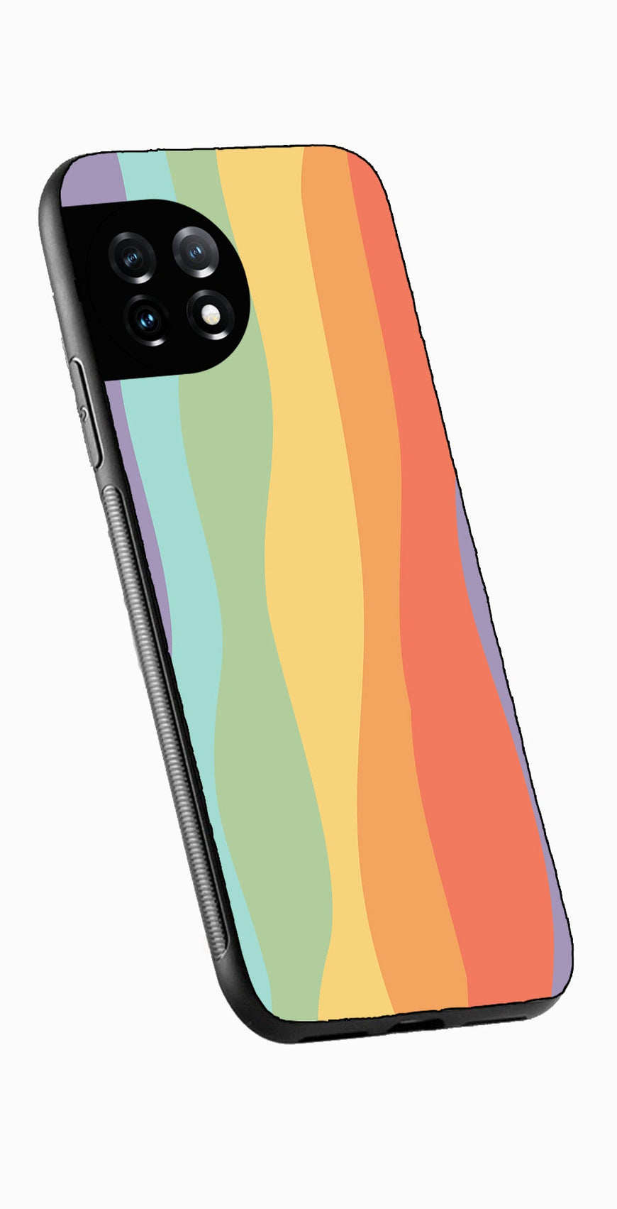 Muted Rainbow Metal Mobile Case for OnePlus 12 5G Metal Case  (Design No -02)