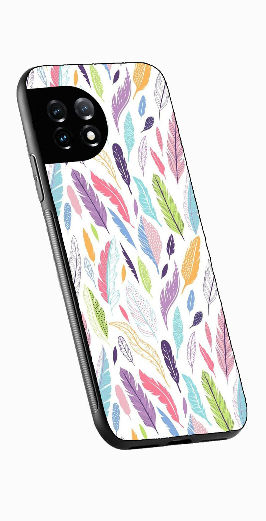 Colorful Feathers Metal Mobile Case for OnePlus 12R 5G Metal Case  (Design No -06)