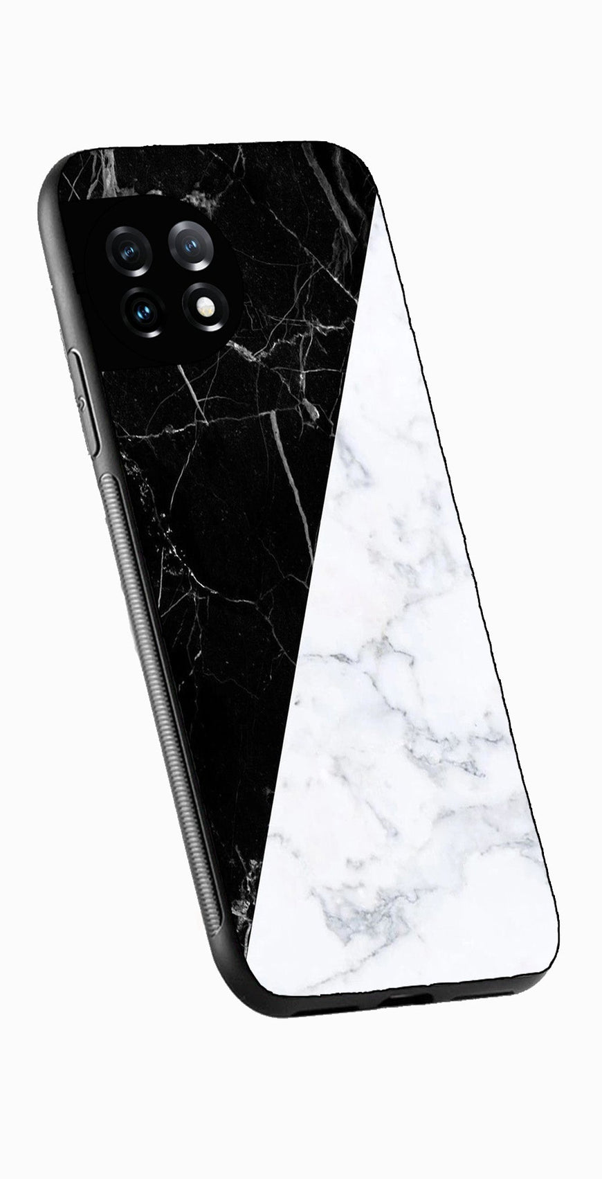 Black White Marble Design Metal Mobile Case for OnePlus 12R 5G Metal Case  (Design No -09)