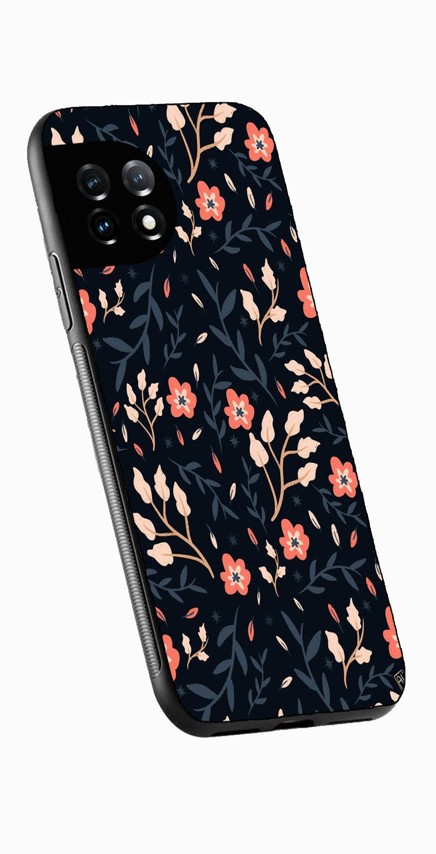 Floral Pattern Metal Mobile Case for OnePlus 12R 5G Metal Case  (Design No -10)