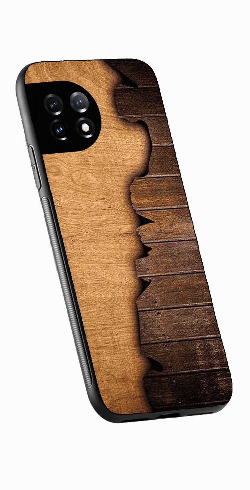 Wooden Design Metal Mobile Case for OnePlus 12R 5G Metal Case  (Design No -13)