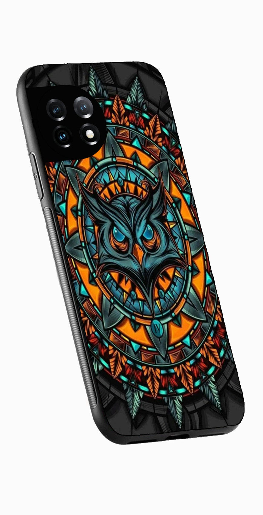 Owl Pattern Metal Mobile Case for OnePlus 12 5G Metal Case  (Design No -42)