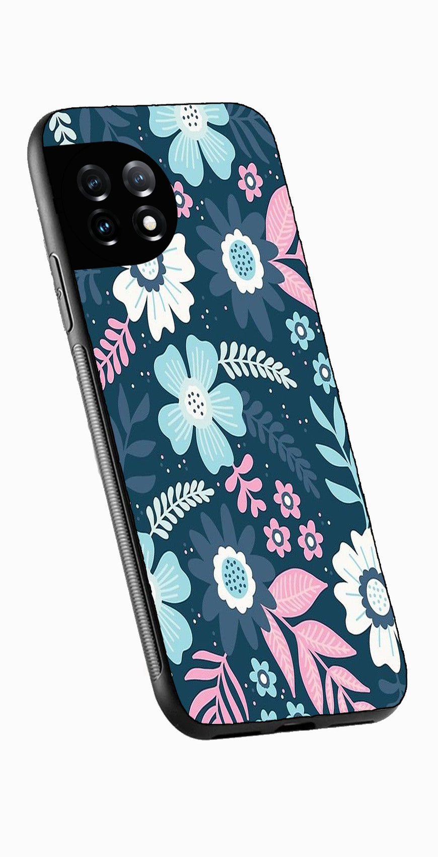 Flower Leaves Design Metal Mobile Case for OnePlus 12 5G Metal Case  (Design No -50)