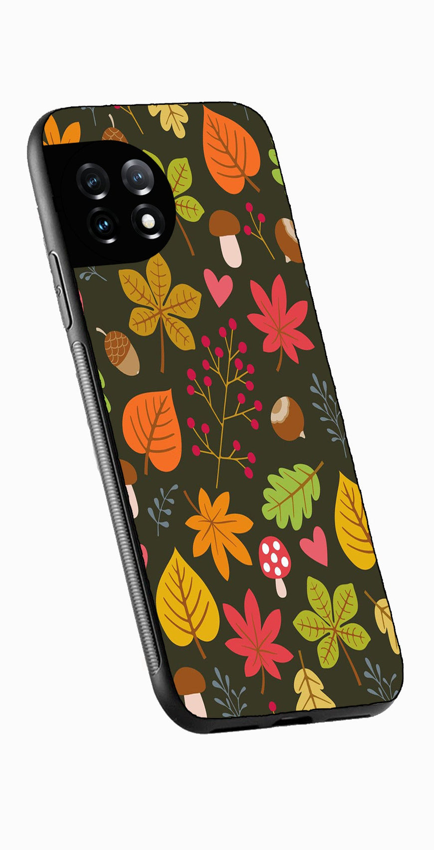 Leaves Design Metal Mobile Case for OnePlus 12R 5G Metal Case  (Design No -51)